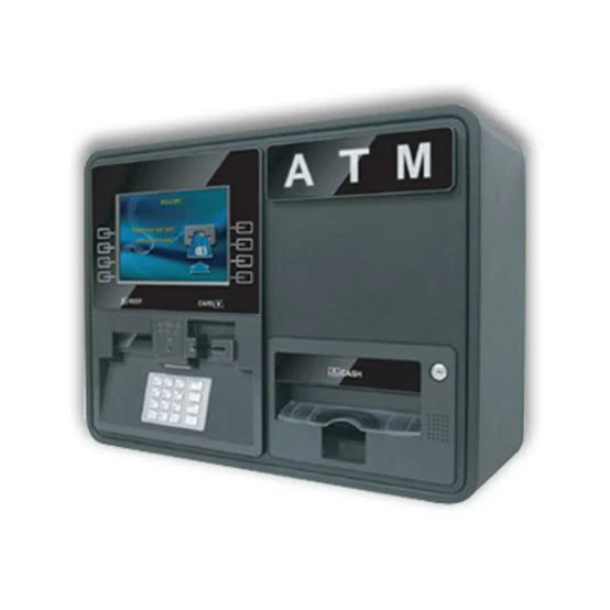 Actual angled reference photo of the compact Genmega Onyx-W wall-mounted ATM